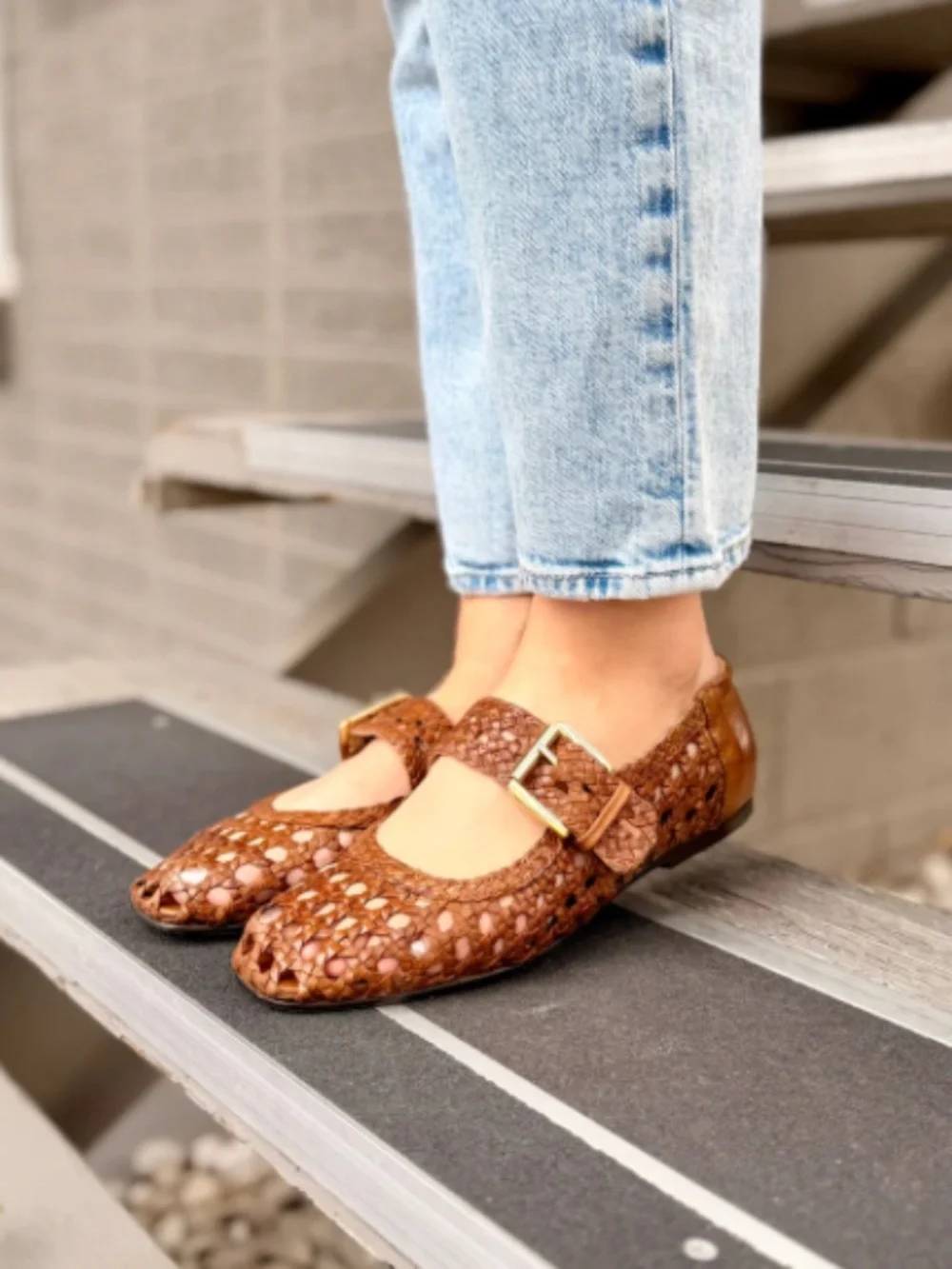 Silent D Carmi Woven Flat in Almond